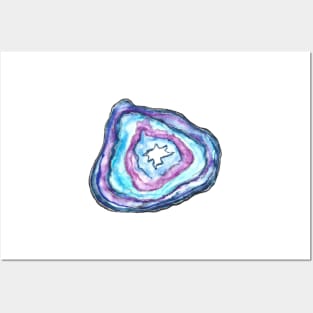 Blue Watercolor Geode by Skye Rain Art Posters and Art